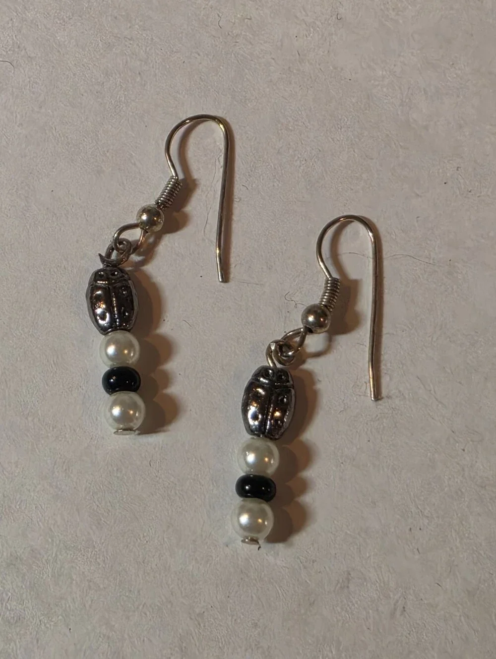 Classic Pearl and Black Bead Drop Earrings - Women Jewelry